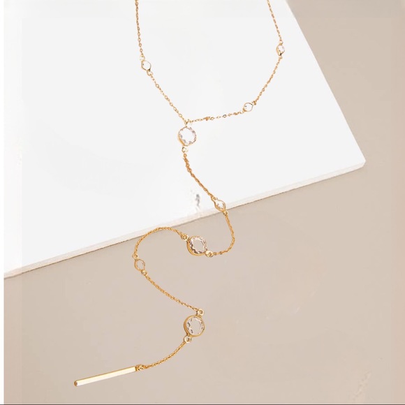 Crystal Drops Y-Shaped Necklace - Picture 3 of 5